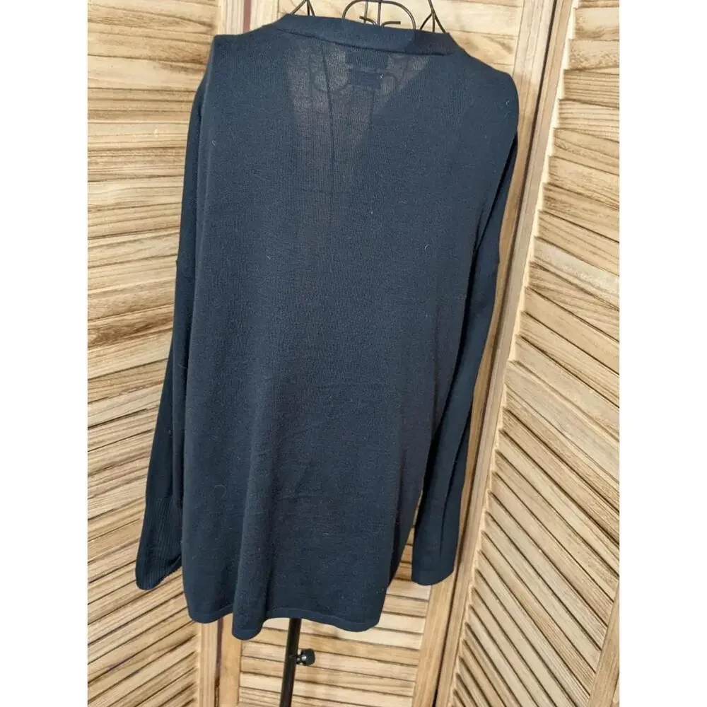 Van Heusen Studio Women’s Sweater Black Open‎ Front Cardigan Wrap X-Large